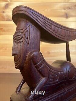 Vintage Papua New Guinea Hand Carved Anthropomorphic Huon Gulf Wooden Headrest