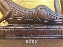 Vintage Papua New Guinea Hand Carved Anthropomorphic Huon Gulf Wooden Headrest