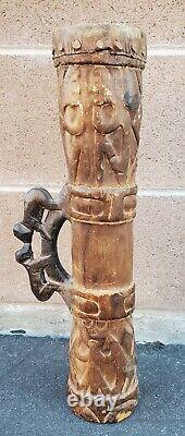 Vintage Papua New Guinea Hand Carved Tribal Kundu Wood Drum