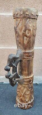 Vintage Papua New Guinea Hand Carved Tribal Kundu Wood Drum