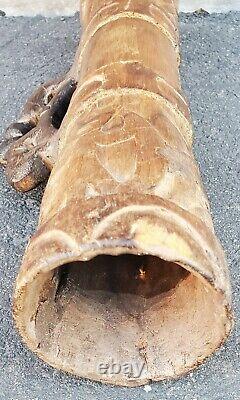 Vintage Papua New Guinea Hand Carved Tribal Kundu Wood Drum