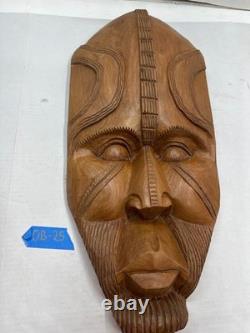 Vintage Papua New Guinea Hand-Carved Wooden Mask Wall Hanging
