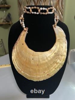 Vintage Papua New Guinea Kina Shell Tribal Currency Jobs Tears Seed 24 Necklace