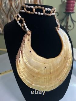 Vintage Papua New Guinea Kina Shell Tribal Currency Jobs Tears Seed 24 Necklace