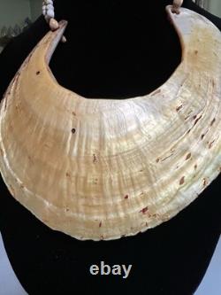 Vintage Papua New Guinea Kina Shell Tribal Currency Jobs Tears Seed 24 Necklace