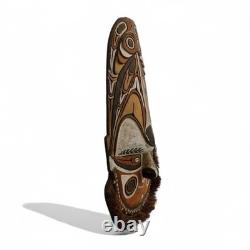 Vintage Papua New Guinea Mask Large Hand Carved Sepik River Wooden Mask PNG