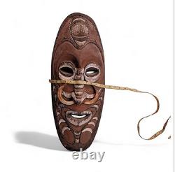 Vintage Papua New Guinea Mask PNG Boars tusks Carved Ancestor Sepik River 26