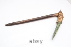 Vintage Papua New Guinea RARE Stone Adze Axe Wood Handle Rattan 19