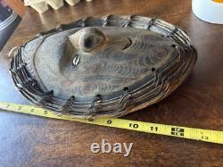 Vintage Papua New Guinea Sepic River Spirit Mask Cowrie Shell Eyes Hand Carved