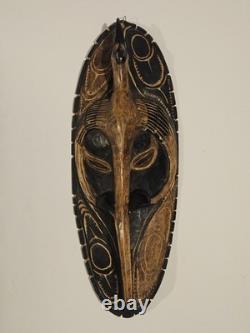 Vintage Papua New Guinea Sepik River Spirit Mask Bird Figure Tribal Wall Art