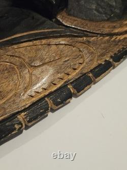 Vintage Papua New Guinea Sepik River Spirit Mask Bird Figure Tribal Wall Art