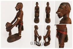 Vintage Papua New Guinea Sepik River Warrior Holding Trophy Head Monumental