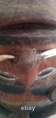 Vintage Papua New Guinea Sepik River Warrior Holding Trophy Head Monumental