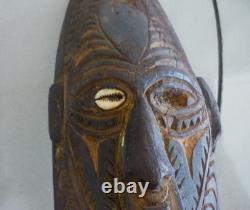 Vintage Papua New Guinea Sepik River Wooden Tribal Spirit Mask Cowrie Shell 12