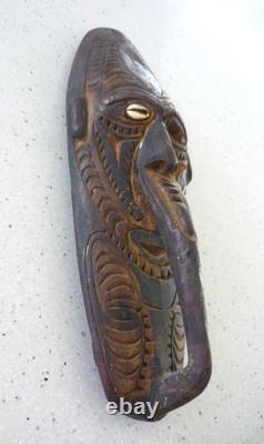 Vintage Papua New Guinea Sepik River Wooden Tribal Spirit Mask Cowrie Shell 12