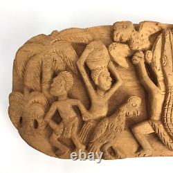Vintage Papua New Guinea Story Board Carved Wood Relief Storyboard Animals 15