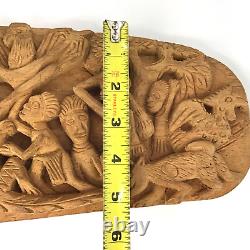 Vintage Papua New Guinea Story Board Carved Wood Relief Storyboard Animals 15