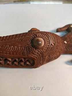 Vintage Papua New Guinea Tribal Crocodile Alligator ABALONE SHELL Mother Pearl