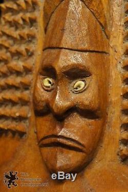 Vintage Papua New Guinea Tribal Hand Carved Mask Primitive Cowrie Shell Eyes 18