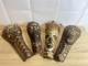 Vintage Papua New Guinea Tribal Masks (x4) 1974 Inscription Hand-Carved Palm