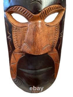 Vintage Papua New Guinea Turtle Shaped Ceremonial Wooden Tribesmen's Mask H105cm