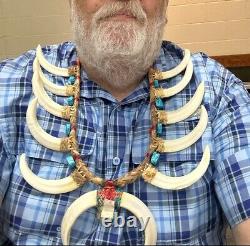 Vintage Rare Papua New Guinea Chief Headhunter Necklace Boar Tusk