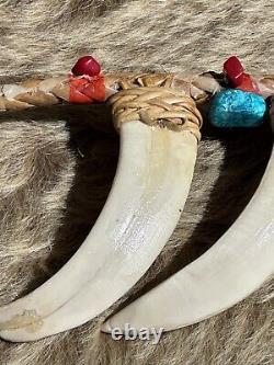 Vintage Rare Papua New Guinea Chief Headhunter Necklace Boar Tusk