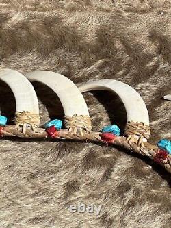 Vintage Rare Papua New Guinea Chief Headhunter Necklace Boar Tusk