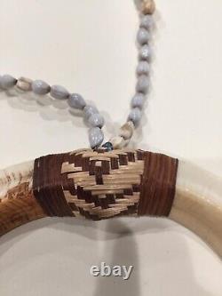Vintage Sepik River Papua New Guinea Tooth Necklace Beaded Chain