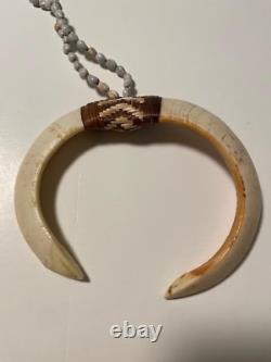 Vintage Sepik River Papua New Guinea Tooth Necklace Beaded Chain