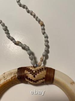 Vintage Sepik River Papua New Guinea Tooth Necklace Beaded Chain