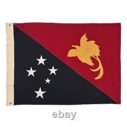Vintage Sewn Cloth Papua New Guinea Flag Wool Blend Textile Art Decor Oceania