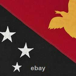 Vintage Sewn Cloth Papua New Guinea Flag Wool Blend Textile Art Decor Oceania