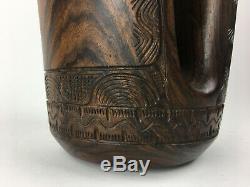 Vintage Tiheru Tata Oceanic Exotic Wood Carved Maori Canoe Bailer