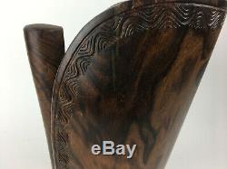 Vintage Tiheru Tata Oceanic Exotic Wood Carved Maori Canoe Bailer