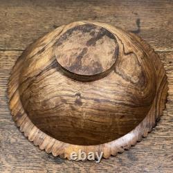 Vintage Trobriand Carved Wood Bowl Mother of Pearl Papua New Guinea 26cm