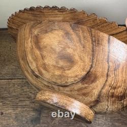 Vintage Trobriand Carved Wood Bowl Mother of Pearl Papua New Guinea 26cm
