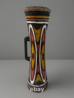 Vintage Wood Carved Papua New Guinea Snakeskin KUNDU DRUM Oceanic Tribal Art