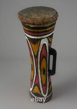 Vintage Wood Carved Papua New Guinea Snakeskin KUNDU DRUM Oceanic Tribal Art