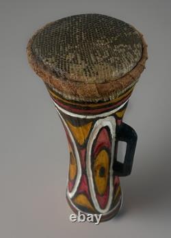 Vintage Wood Carved Papua New Guinea Snakeskin KUNDU DRUM Oceanic Tribal Art