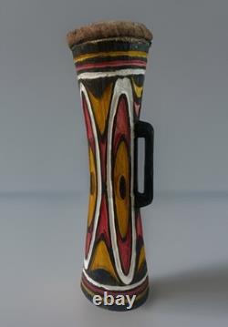 Vintage Wood Carved Papua New Guinea Snakeskin KUNDU DRUM Oceanic Tribal Art