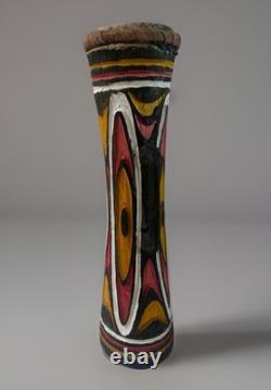 Vintage Wood Carved Papua New Guinea Snakeskin KUNDU DRUM Oceanic Tribal Art
