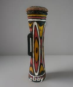 Vintage Wood Carved Papua New Guinea Snakeskin KUNDU DRUM Oceanic Tribal Art