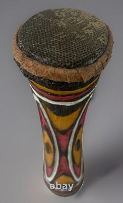 Vintage Wood Carved Papua New Guinea Snakeskin KUNDU DRUM Oceanic Tribal Art