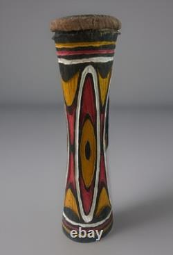 Vintage Wood Carved Papua New Guinea Snakeskin KUNDU DRUM Oceanic Tribal Art