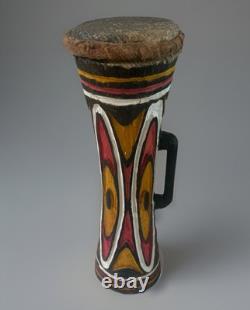 Vintage Wood Carved Papua New Guinea Snakeskin KUNDU DRUM Oceanic Tribal Art