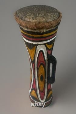 Vintage Wood Carved Papua New Guinea Snakeskin KUNDU DRUM Oceanic Tribal Art