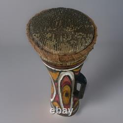 Vintage Wood Carved Papua New Guinea Snakeskin KUNDU DRUM Oceanic Tribal Art