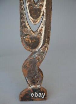 Vintage Wood Painted Statue Papua New Guinea Hook Water Spirit Figure 34 Tall