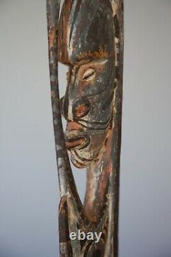 Vintage Wood Painted Statue Papua New Guinea Hook Water Spirit Figure 34 Tall